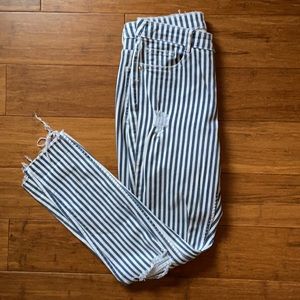Striped Distressed Jeans